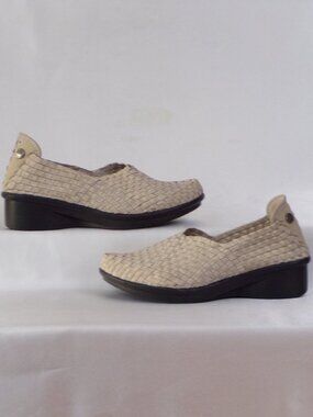 BERNIE MEV size 6.5 beige low wedge-heel woven-strap comfort/walking shoes